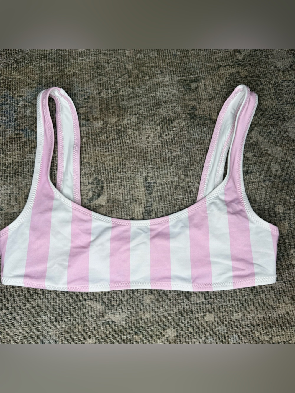 Solid & Striped Swim Top Pink And White Womens Size Small
